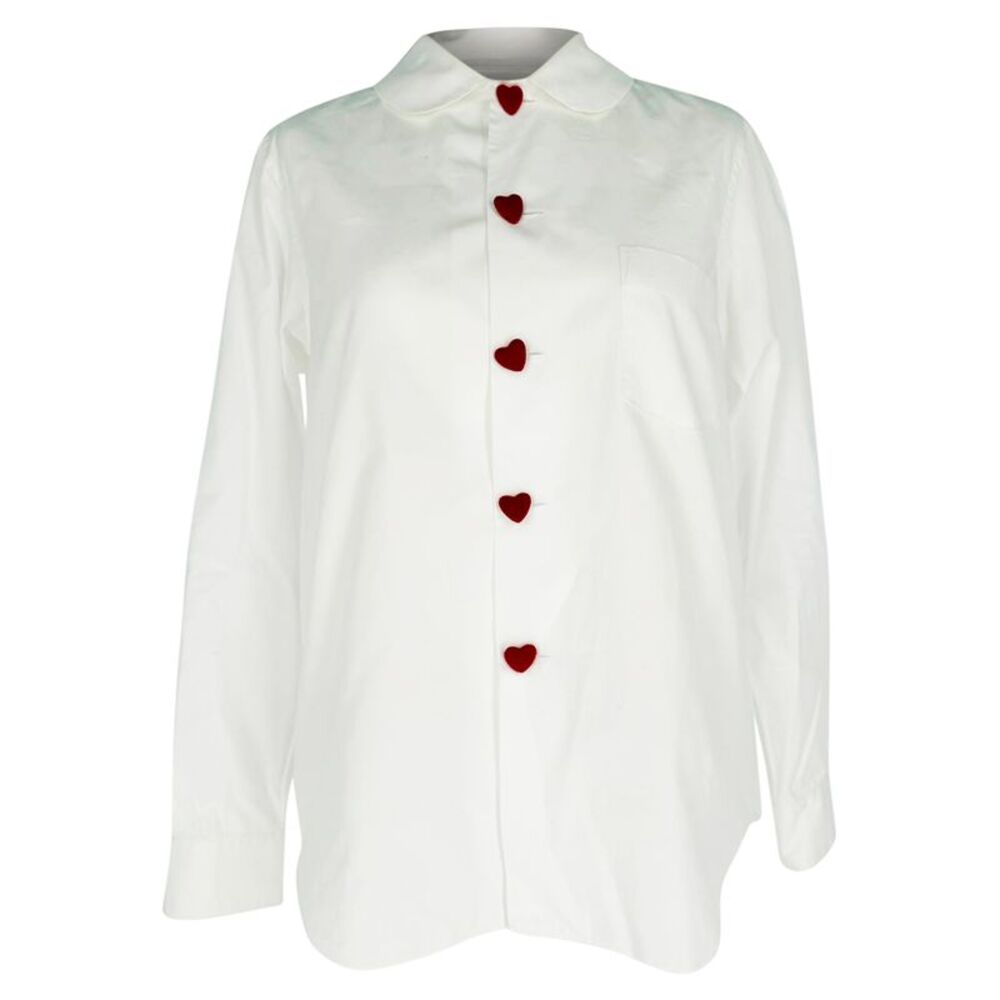 Comme des Garçons Girl  Long Sleeve Button-Up Top in White Cotton